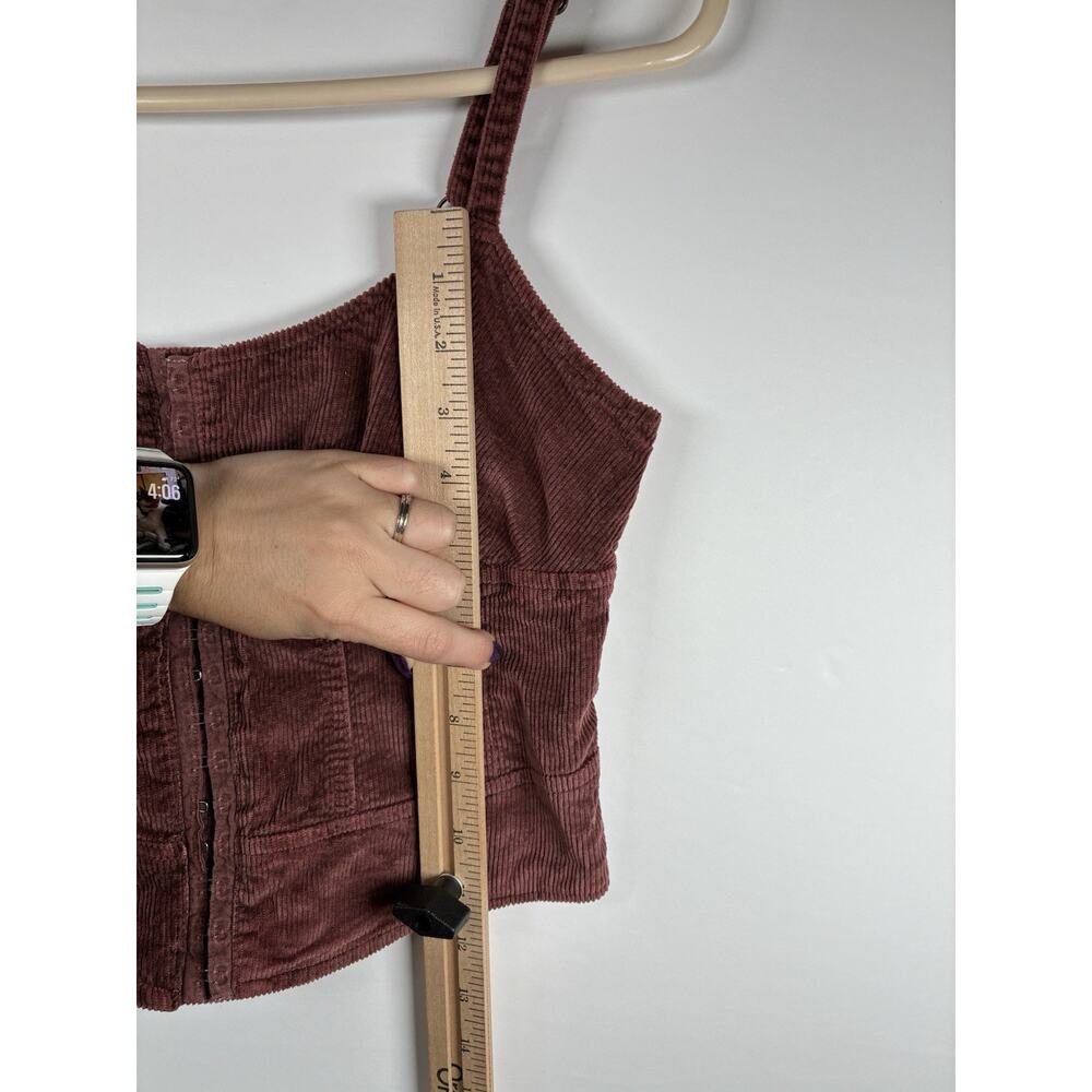 Pilcro 2 Corduroy Corset Top Brown Hook Front Cropped Bustier Y2K Anthropologie - Picture 6 of 6